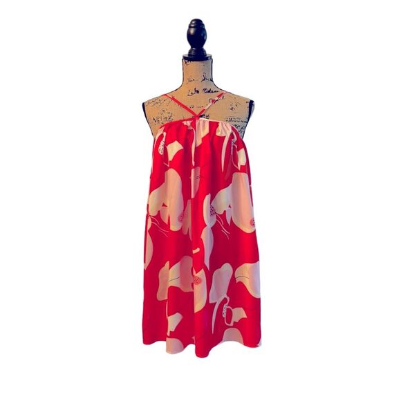 SHEIN Red and White Tie Neck Sundress Size Large New without Tags - Picture 1 of 7